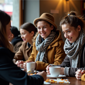 women eating at table